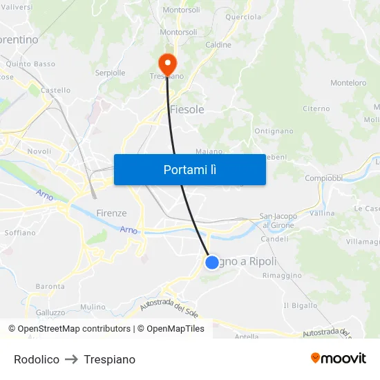Rodolico to Trespiano map