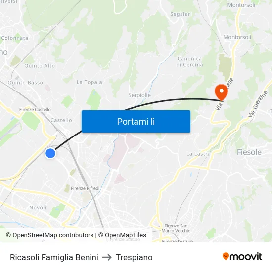 Ricasoli Famiglia Benini to Trespiano map