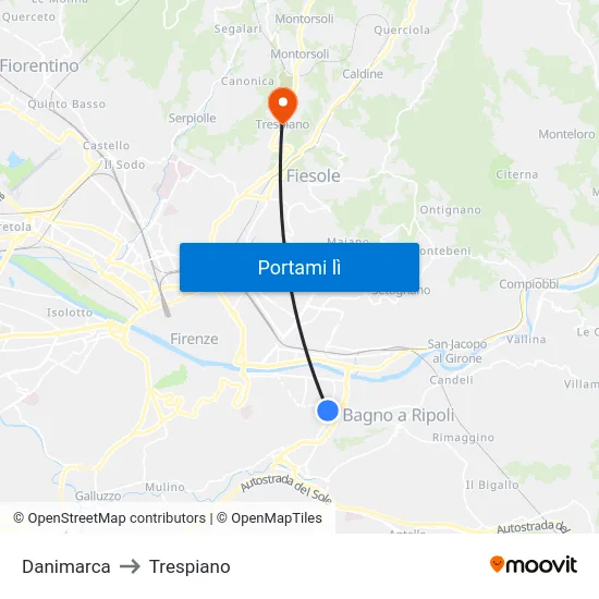 Danimarca to Trespiano map