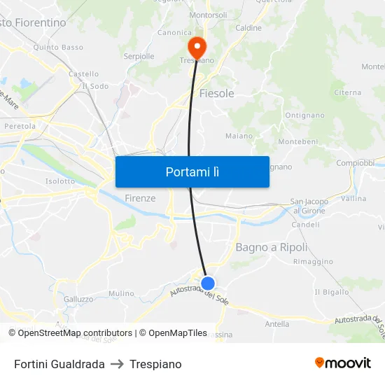 Fortini Gualdrada to Trespiano map