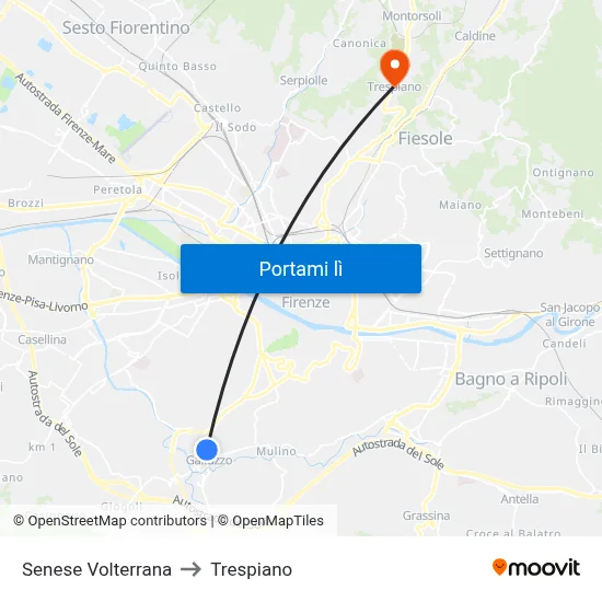 Senese Volterrana to Trespiano map