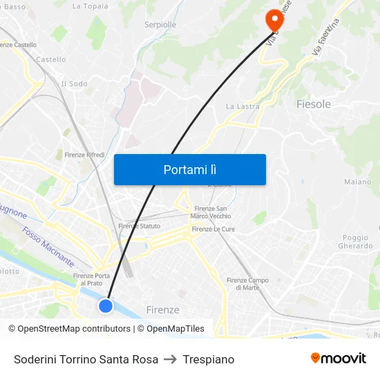 Soderini Torrino Santa Rosa to Trespiano map