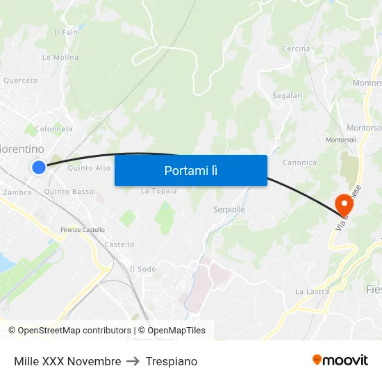 Mille XXX Novembre to Trespiano map