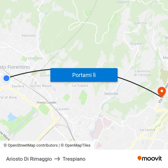Ariosto Di Rimaggio to Trespiano map