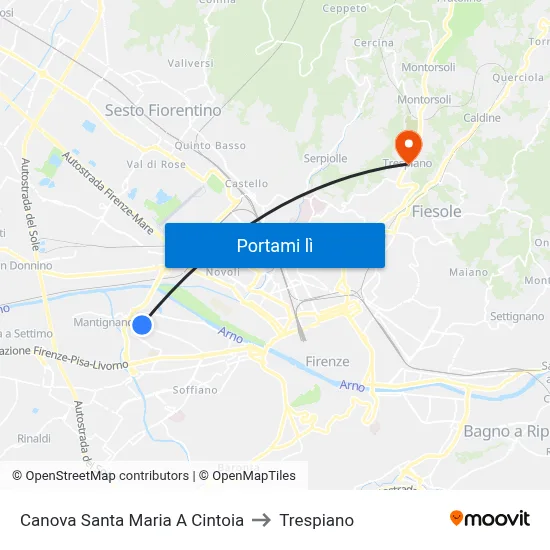 Canova Santa Maria A Cintoia to Trespiano map