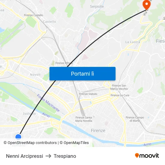 Nenni Arcipressi to Trespiano map