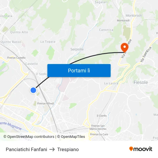 Panciatichi Fanfani to Trespiano map
