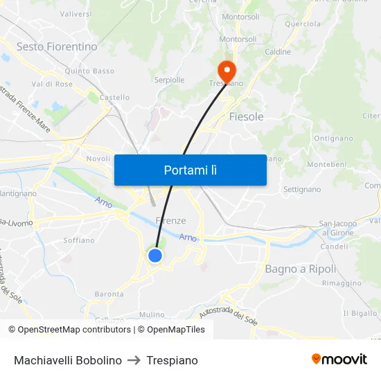Machiavelli Bobolino to Trespiano map