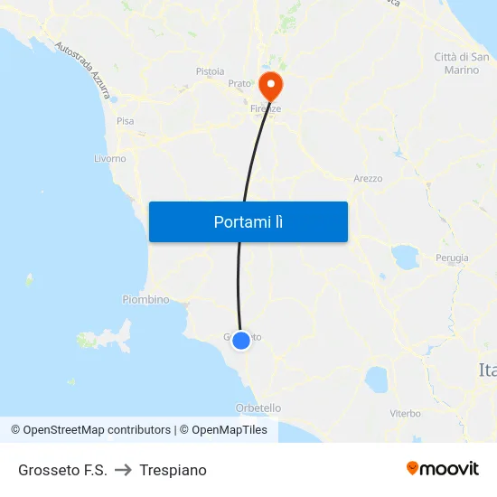 Grosseto F.S. to Trespiano map