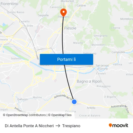 Di Antella Ponte A Niccheri to Trespiano map