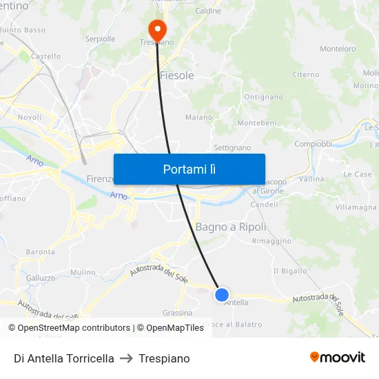 Di Antella Torricella to Trespiano map