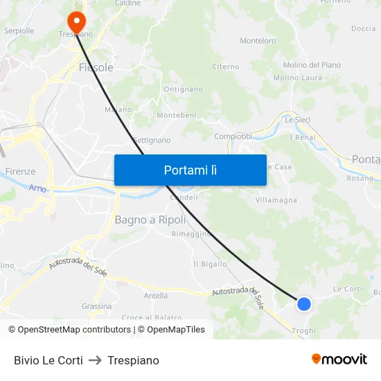 Bivio Le Corti to Trespiano map