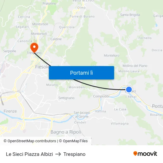 Le Sieci Piazza Albizi to Trespiano map