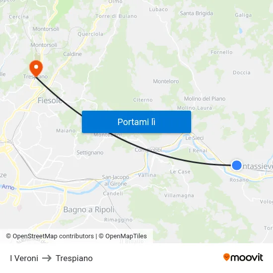 I Veroni to Trespiano map