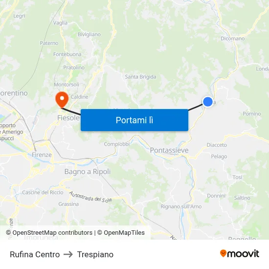 Rufina Centro to Trespiano map