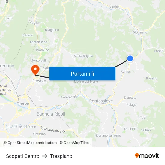 Scopeti Centro to Trespiano map