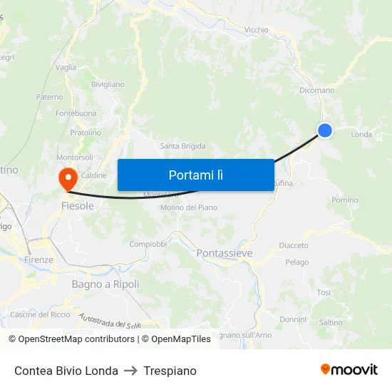 Contea Bivio Londa to Trespiano map