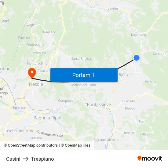 Casini to Trespiano map