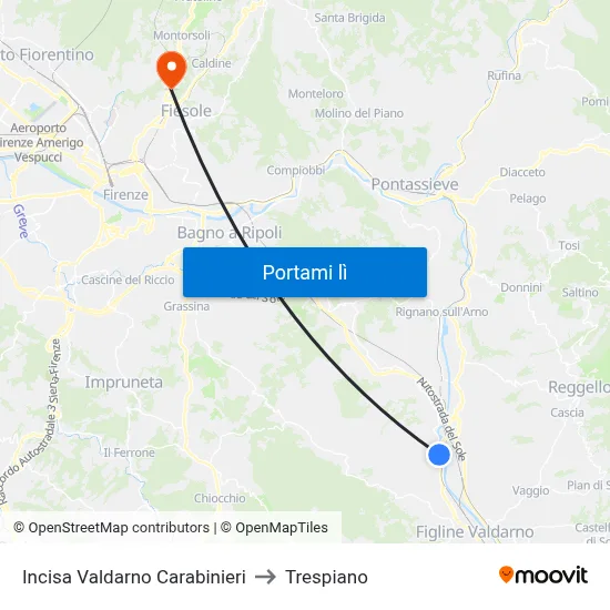 Incisa Valdarno Carabinieri to Trespiano map