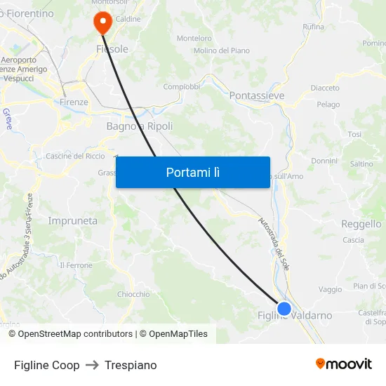 Figline Coop to Trespiano map