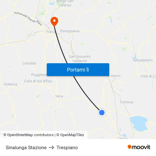 Sinalunga Stazione to Trespiano map