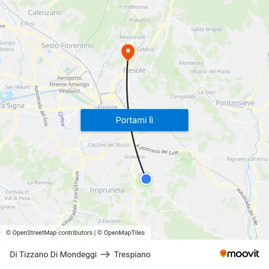 Di Tizzano Di Mondeggi to Trespiano map