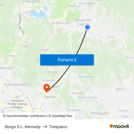 Borgo S.L. Kennedy to Trespiano map