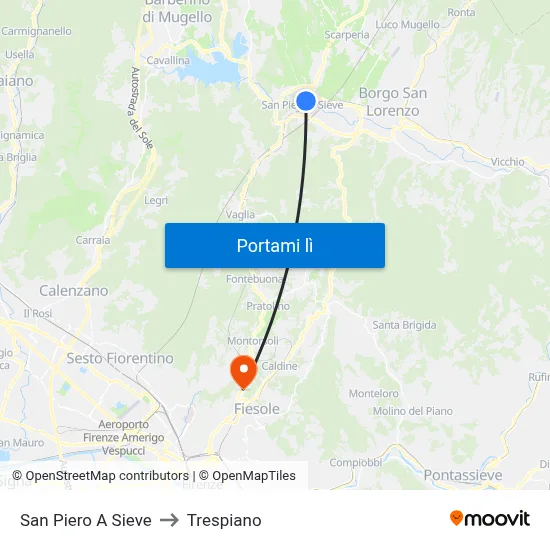 San Piero A Sieve to Trespiano map