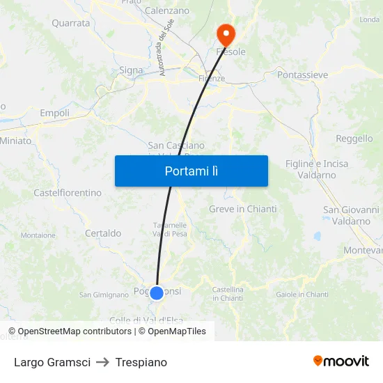 Largo Gramsci to Trespiano map