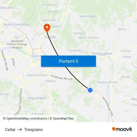 Cellai to Trespiano map