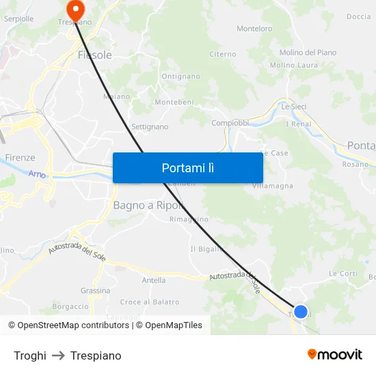Troghi to Trespiano map