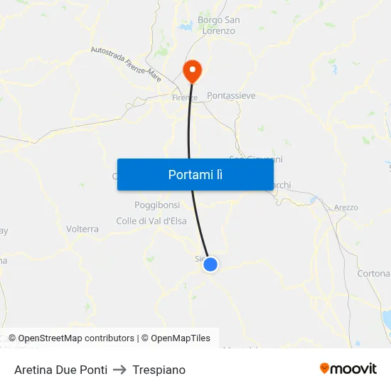 Aretina Due Ponti to Trespiano map