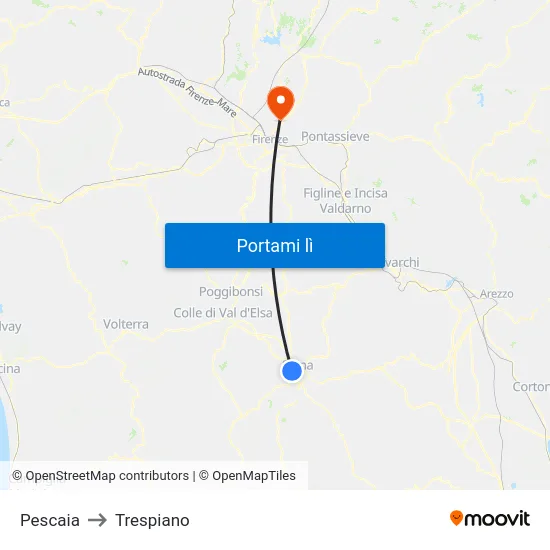 Pescaia to Trespiano map