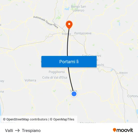 Valli to Trespiano map