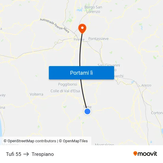 Tufi 55 to Trespiano map