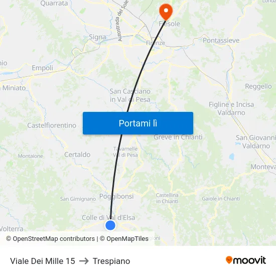 Viale Dei Mille 15 to Trespiano map