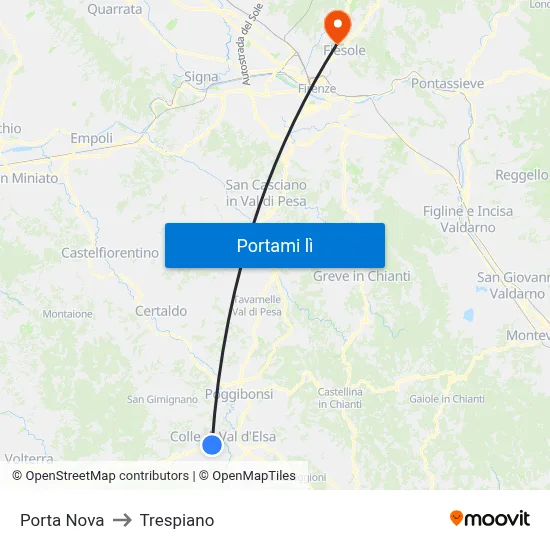 Porta Nova to Trespiano map