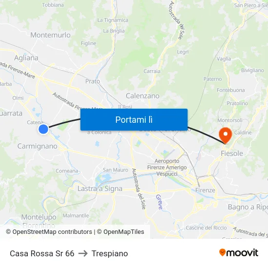 Casa Rossa Sr 66 to Trespiano map