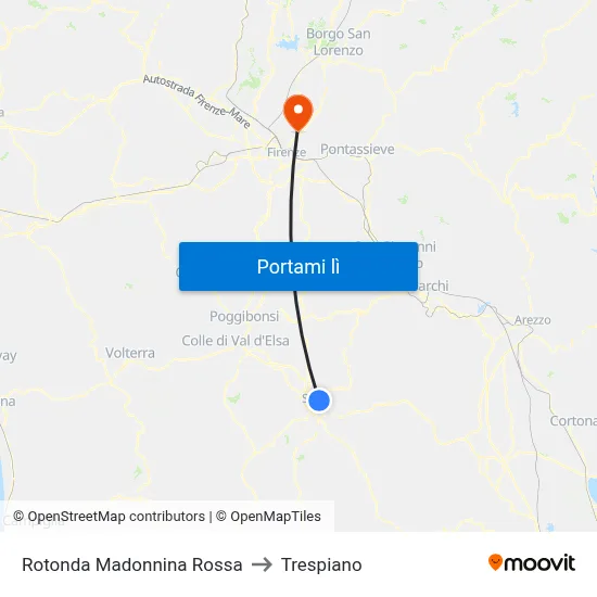 Rotonda Madonnina Rossa to Trespiano map