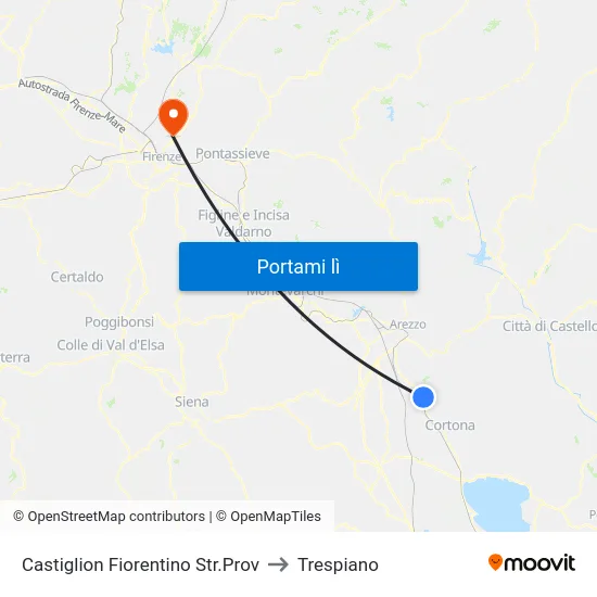 Castiglion Fiorentino Str.Prov to Trespiano map