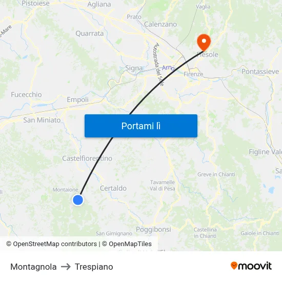 Montagnola to Trespiano map