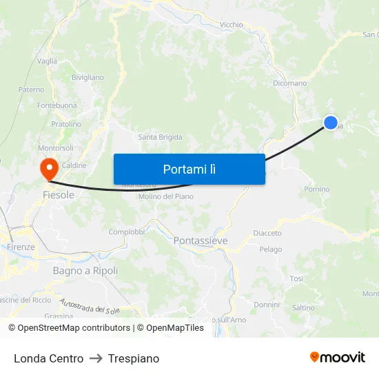 Londa Centro to Trespiano map