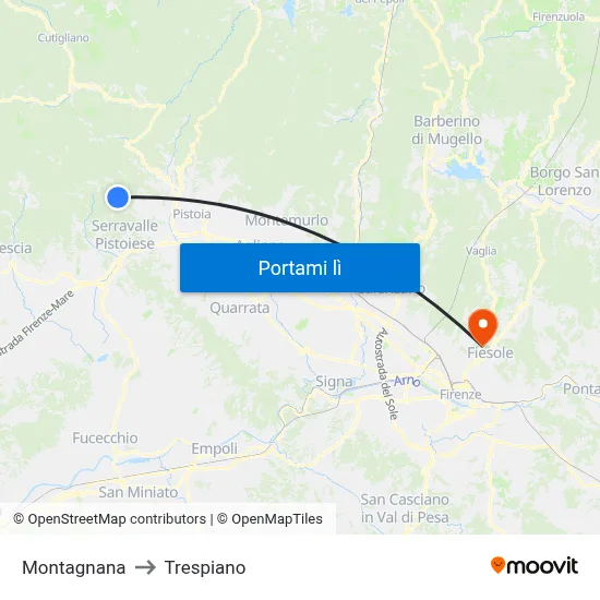 Montagnana to Trespiano map