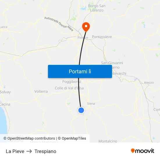 La Pieve to Trespiano map