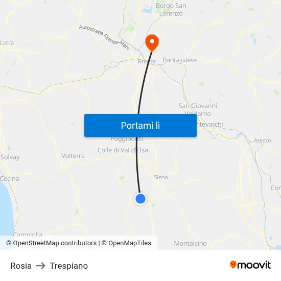 Rosia to Trespiano map