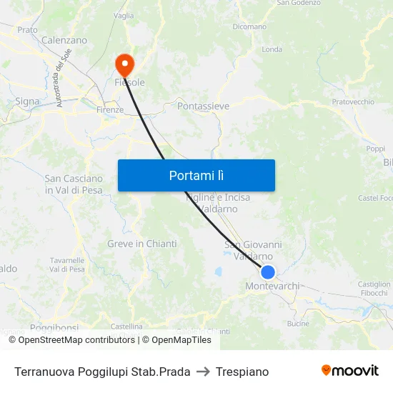 Terranuova Poggilupi Stab.Prada to Trespiano map