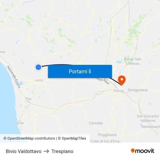 Bivio Valdottavo to Trespiano map