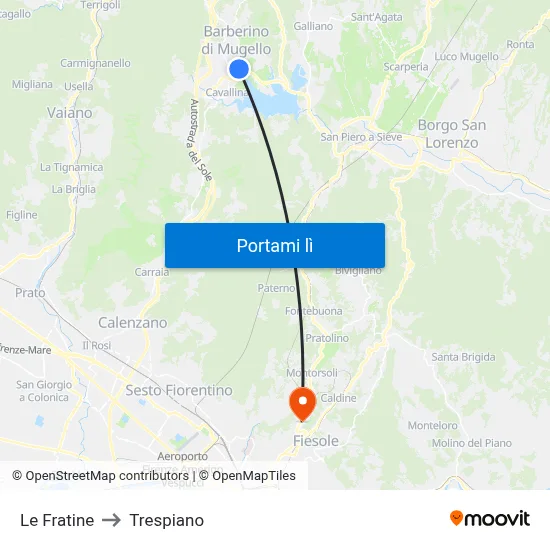 Le Fratine to Trespiano map