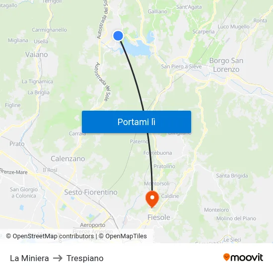 La Miniera to Trespiano map