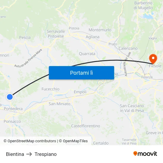 Bientina to Trespiano map